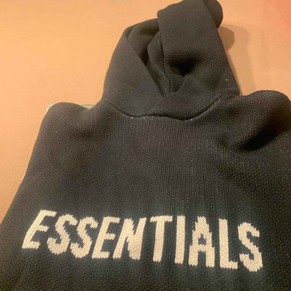 Essentials Black Pullover Sweater with Hood